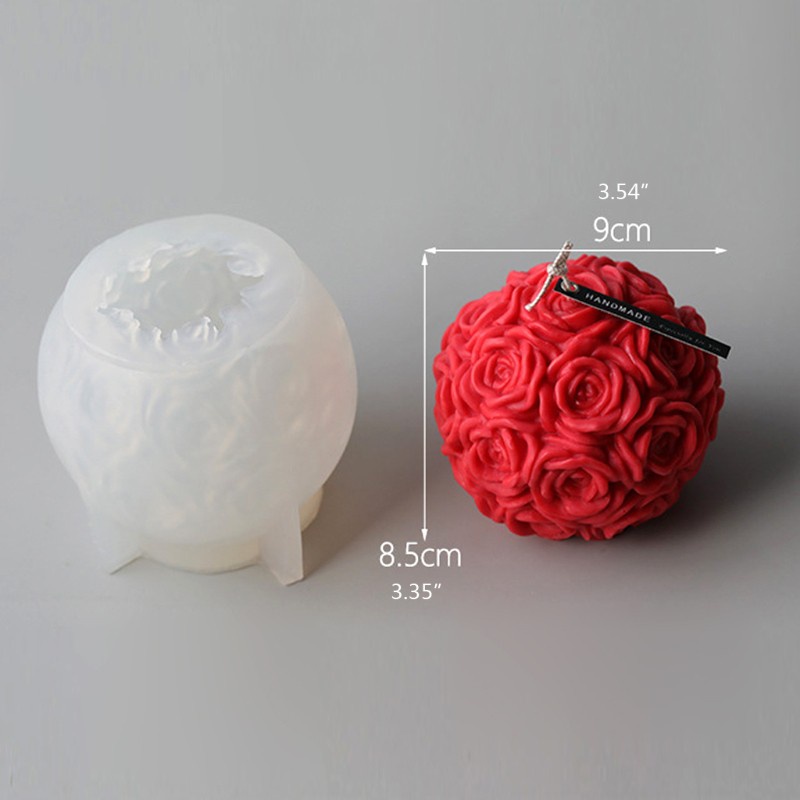 Glitter 3D Rose Ball Candle Mold Soap Mold Flower Silicone Mold DIY Candle Making Mini Flower Ball Soap Polymer Clay Resin Mold