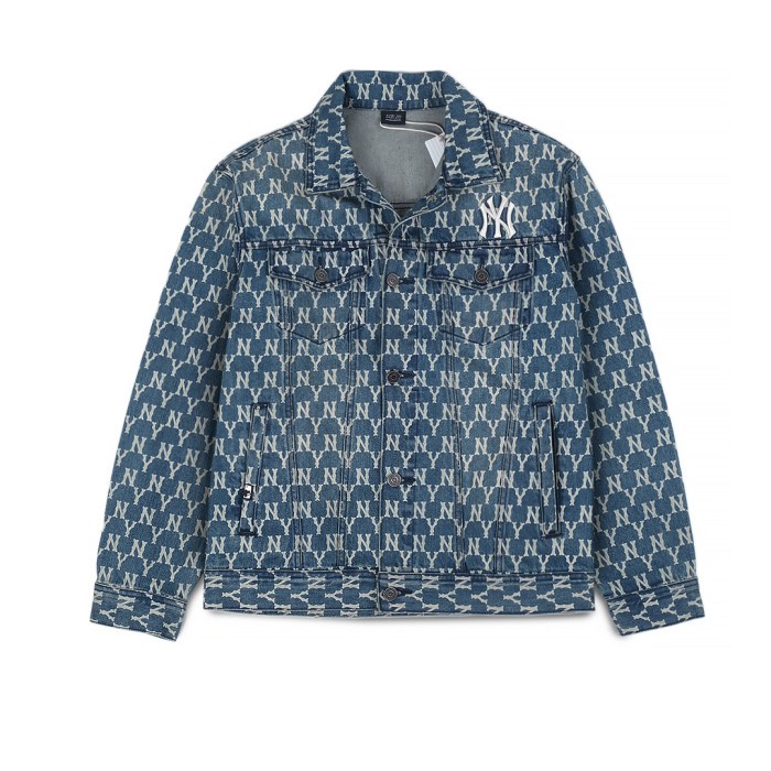 MLB New York Yankees Monogram Denim Jacket Washed Indigo - L