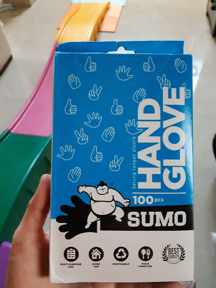 Sarung Tangan Plastik Merk Sumo / Cleany Sekali Pakai Isi 100