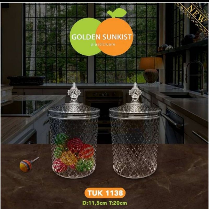 Toples Kue Bijian Model Kristal Plastik TUK 1138 Golden Sunkist (3 pc)