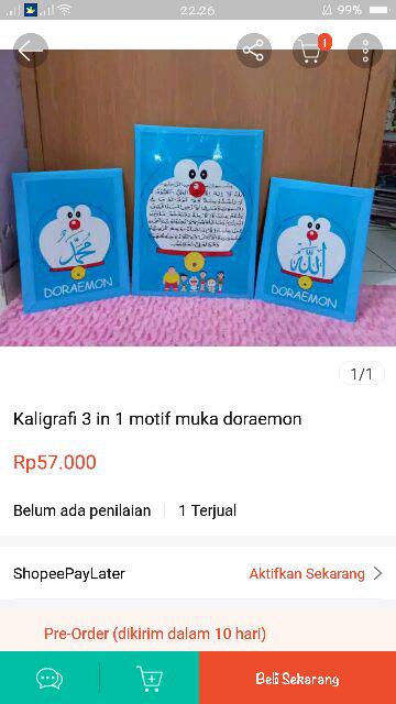 Kaligrafi 3 In 1 Motif Muka Doraemon