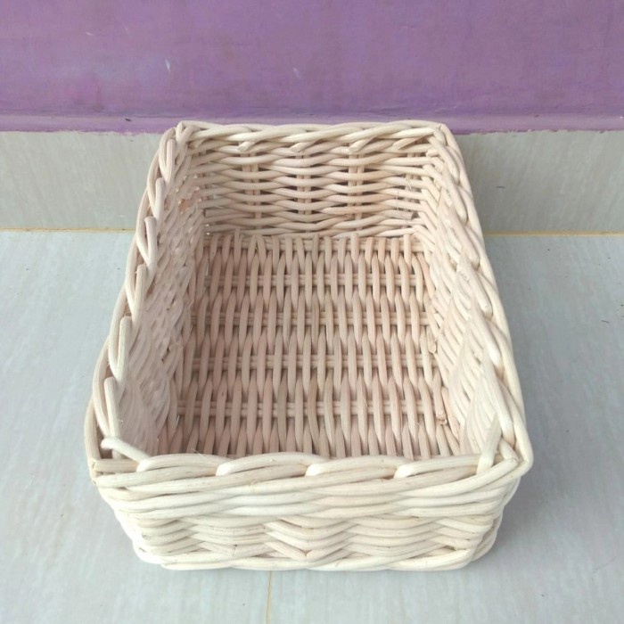 keranjang rotan persegi tempat penyimpanan sovenir serbaguna 25 X 18 X 9 cm