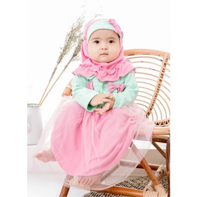 Dress gamis double bow gamis dress set anak cewek perempuan gamis anak perempuan baju lebaran anak dress gamis muslim anak baby 1-3 tahun