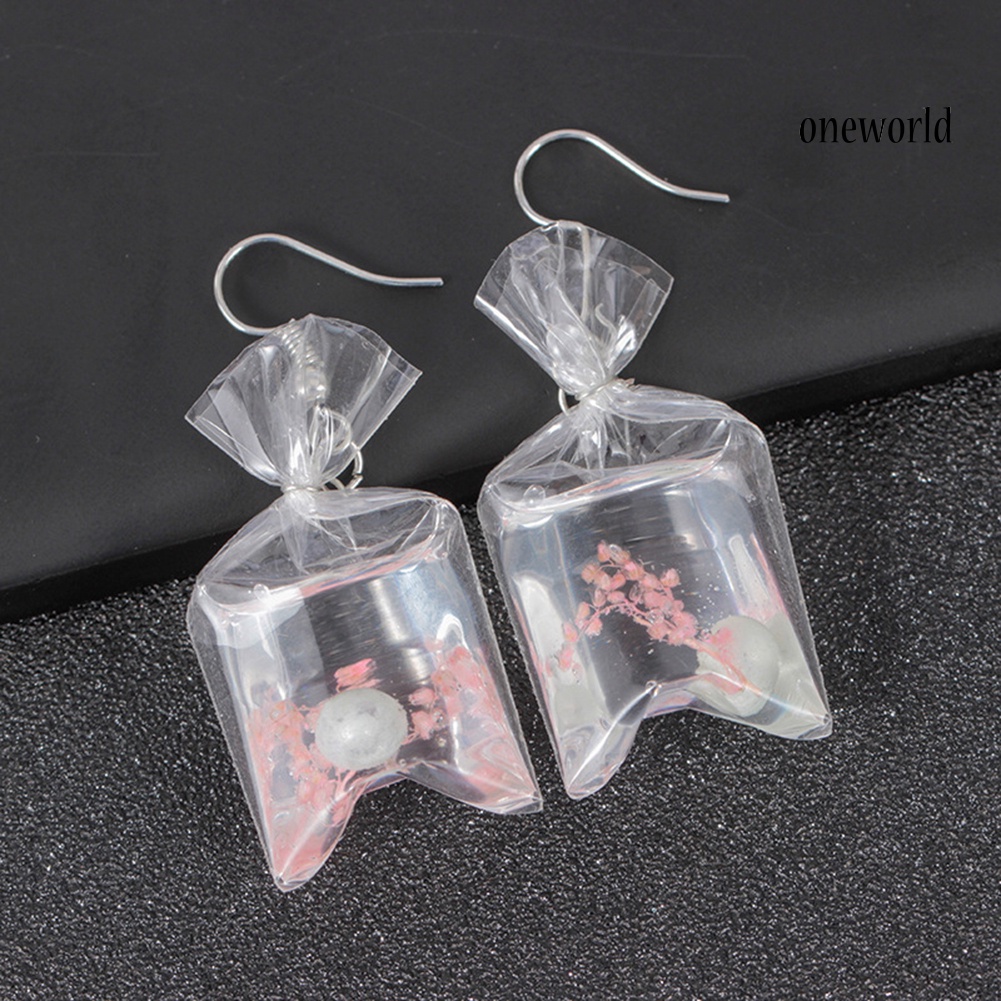 Anting Kait Desain Bunga Kering Bintang Laut Bahan Resin Transparan Untuk Perempuan