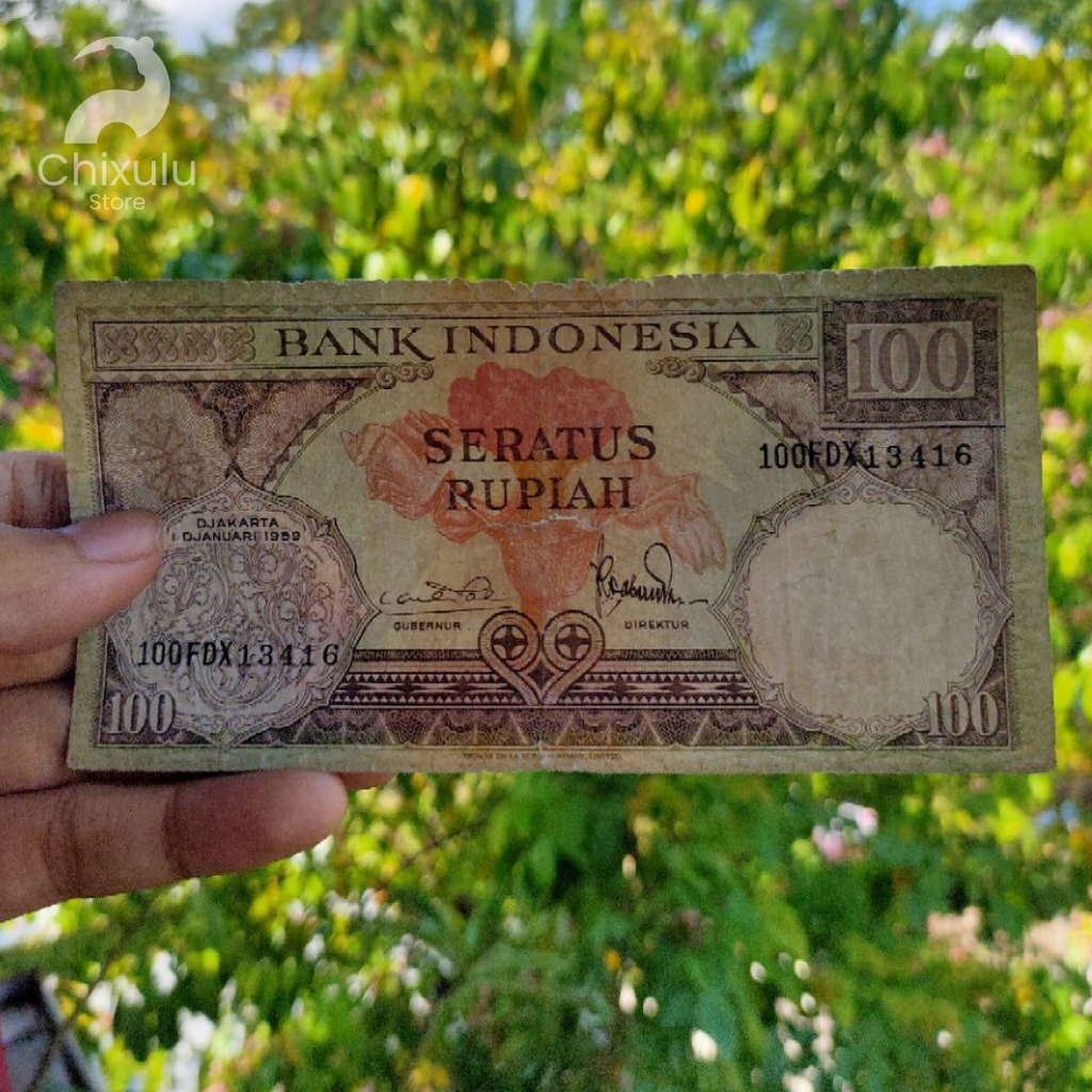 Uang Kertas Kuno Rp 100 Seri Bunga Tahun 1959 | Uang Lama Indonesia