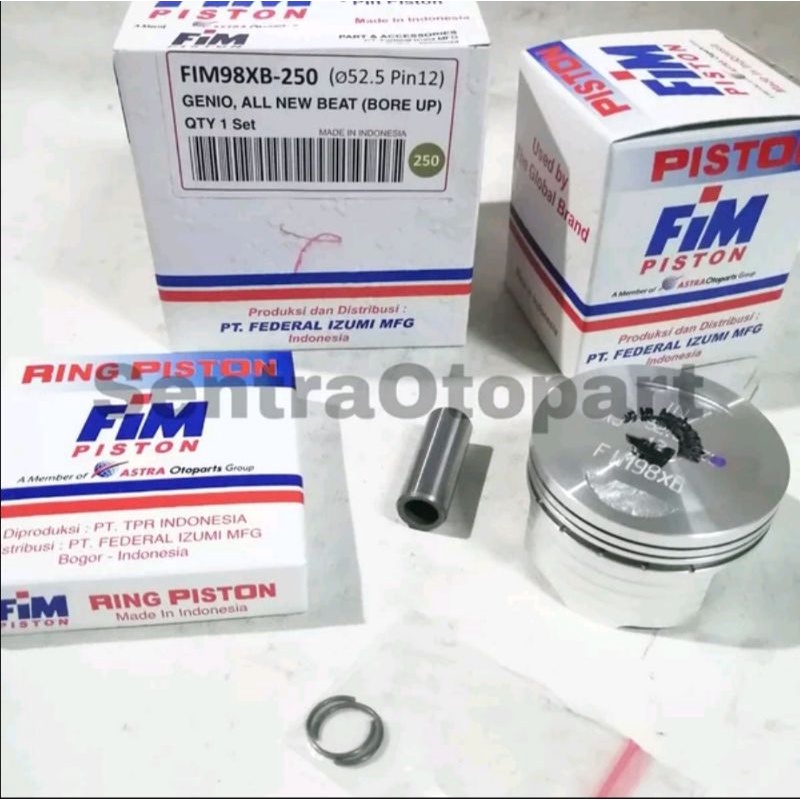 Piston seher kit bore up beat fi led genio tipe xb oversize 250 fim