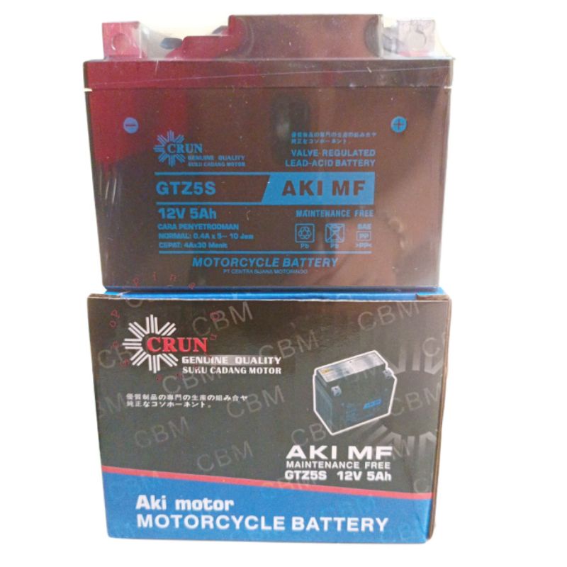 Aki MF Crun GTZ5S/ GTZ7S Accu Kering Maintenance Free 12V