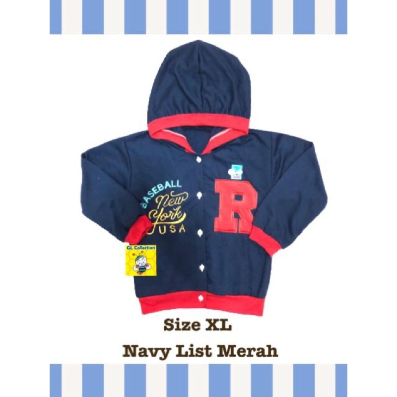 Jaket Kaos Hoodie Anak Bordir Size S M L XL All Size 6 Bulan - 6 Tahun