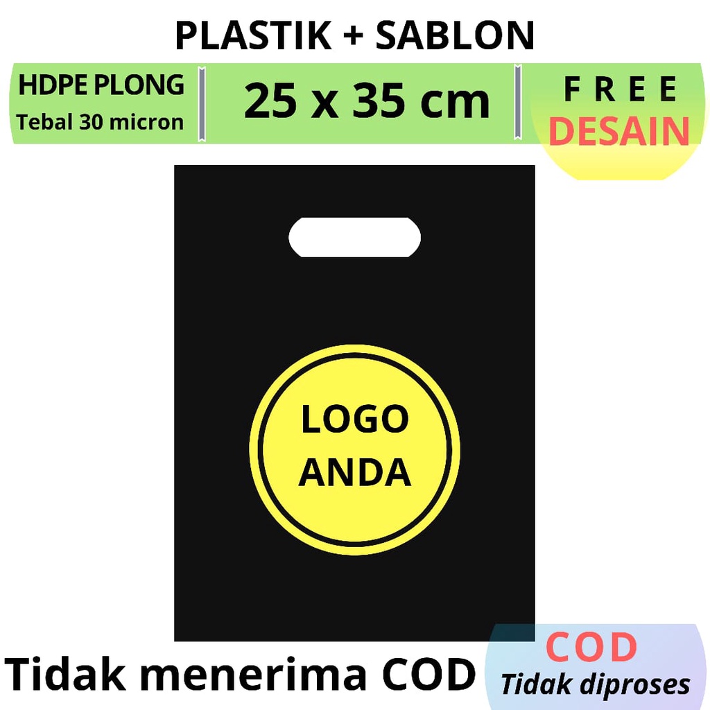 Free Desain Sablon plastik packing Uk.25x35cm Gratis Desain Minim 100/sablon plastik olshop/sablon plastik shopping bag/sablon plastik custom/plastik sablon