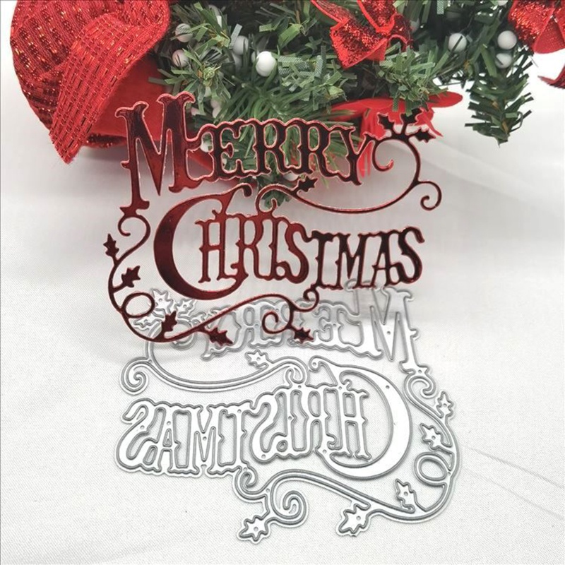 Cetakan Stensil Cutting Dies Motif Tema Natal Bahan Metal Untuk Scrapbook / Craft Diy