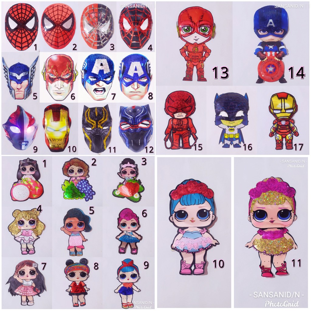 Patch LOL Superhero sequin trend terkini tinggi 20cm murah bagus 2 LED