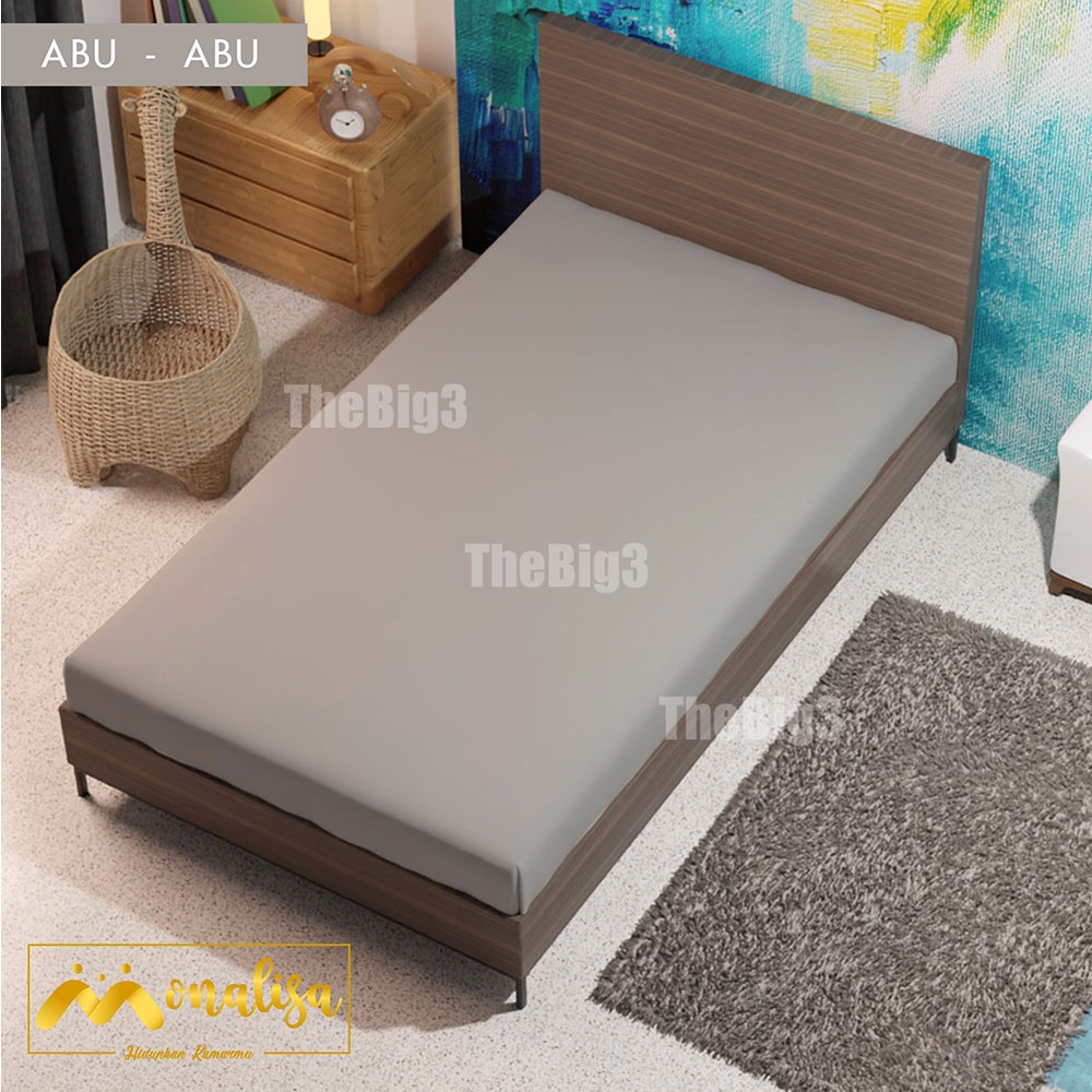 Sprei Waterproof 120x200 MONALISA - anti ompol air water proof polos - 120 Single Size - SP-Abu abu