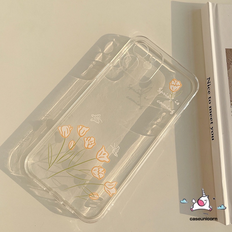 IPHONE Floral Summer Case Kompatibel Untuk Iphone6 6s 7 8 Plus 14 11 12 13 Pro MAX X XR XS MAX SE 2020bunga Segar Memo Transparan Bening Lembut TPU Back Cover Flower Casing