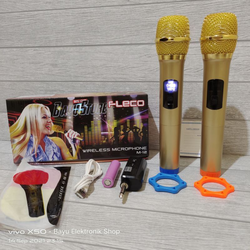 Microphone Profesional Wireless Mic Double FLECO M-12 / Microphone Double Wireless FLECO M12 SUARA MANTAP