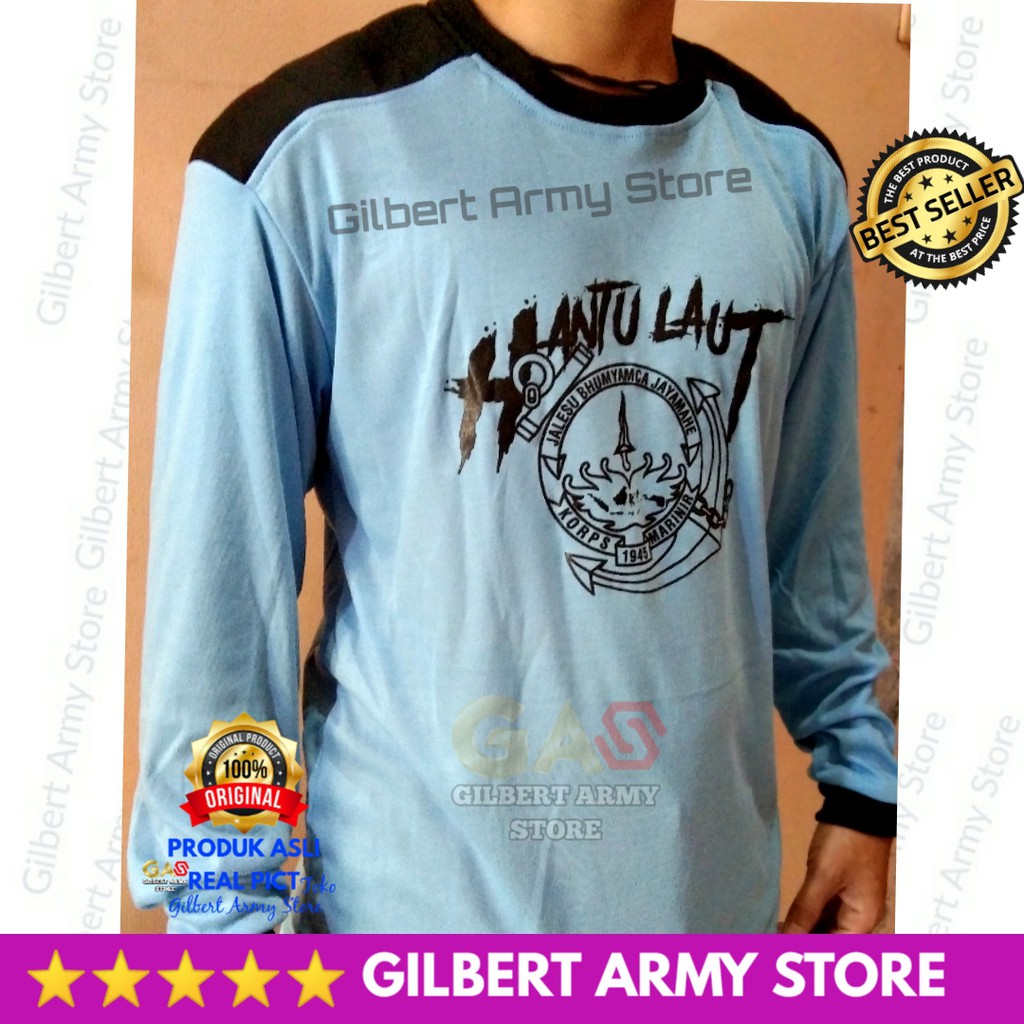 Kaos Hantu Laut Lengan Panjang Dekker Sniper Biru TNI Angkatan Laut Murah Grosir Gilbert Army Store