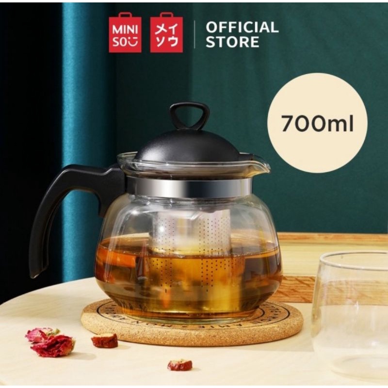 Miniso Teko Kaca 700ml Soda Lime Glass Teapot Teko Teh Saring