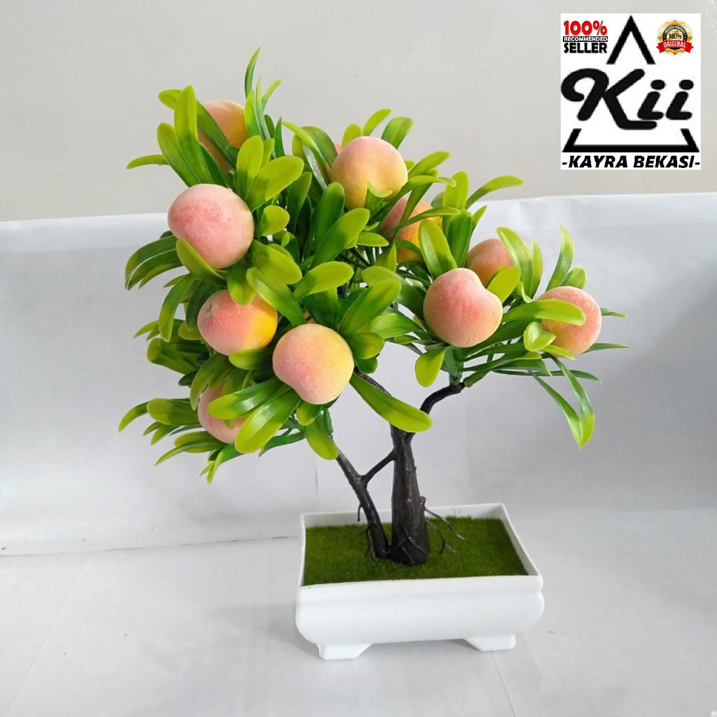 Tanaman Hias Plastik Persik -Pot dan Bunga Tanaman Persik Plastik Hias