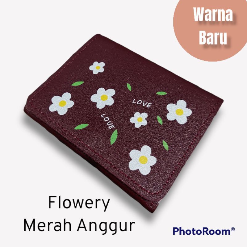 Dompet Wanita IMPORT KOREA Motif Flowery Lipat Pendek Fashion Dompet Cewek