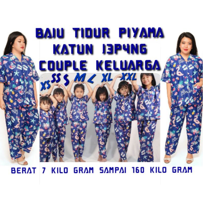 Bisa pasangan ibu dan anak motif FLAMINGO navy