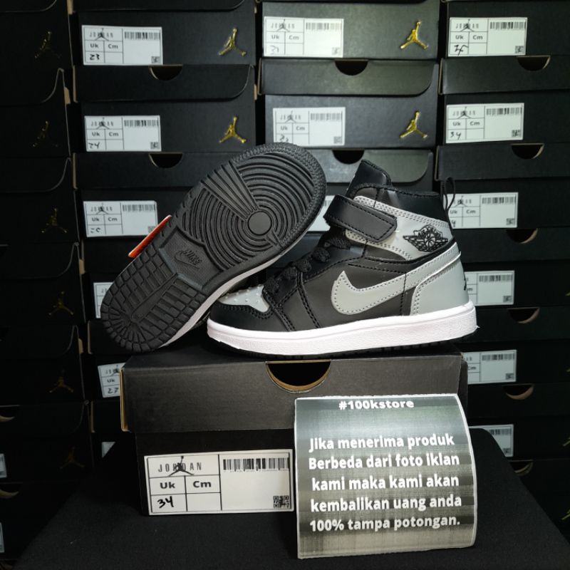 sepatu anak laki Nike Jordan blck grey size 21-35 jaminan real pict