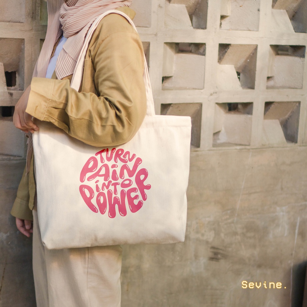Sevine Tote Bag Kanvas Emily Aesthetic Resleting Tas Wanita Kuliah Fashion Laptop Totebag Vintage Groovy Pastel Quotes Vintage - KGR