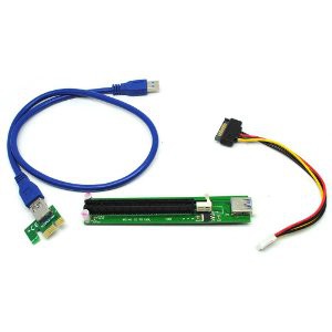 PCIe Penambang Bitcoin Minning PCI E Riser 1x to 16x SATA Power USB 3 0 for Bitcoin Miner Murah