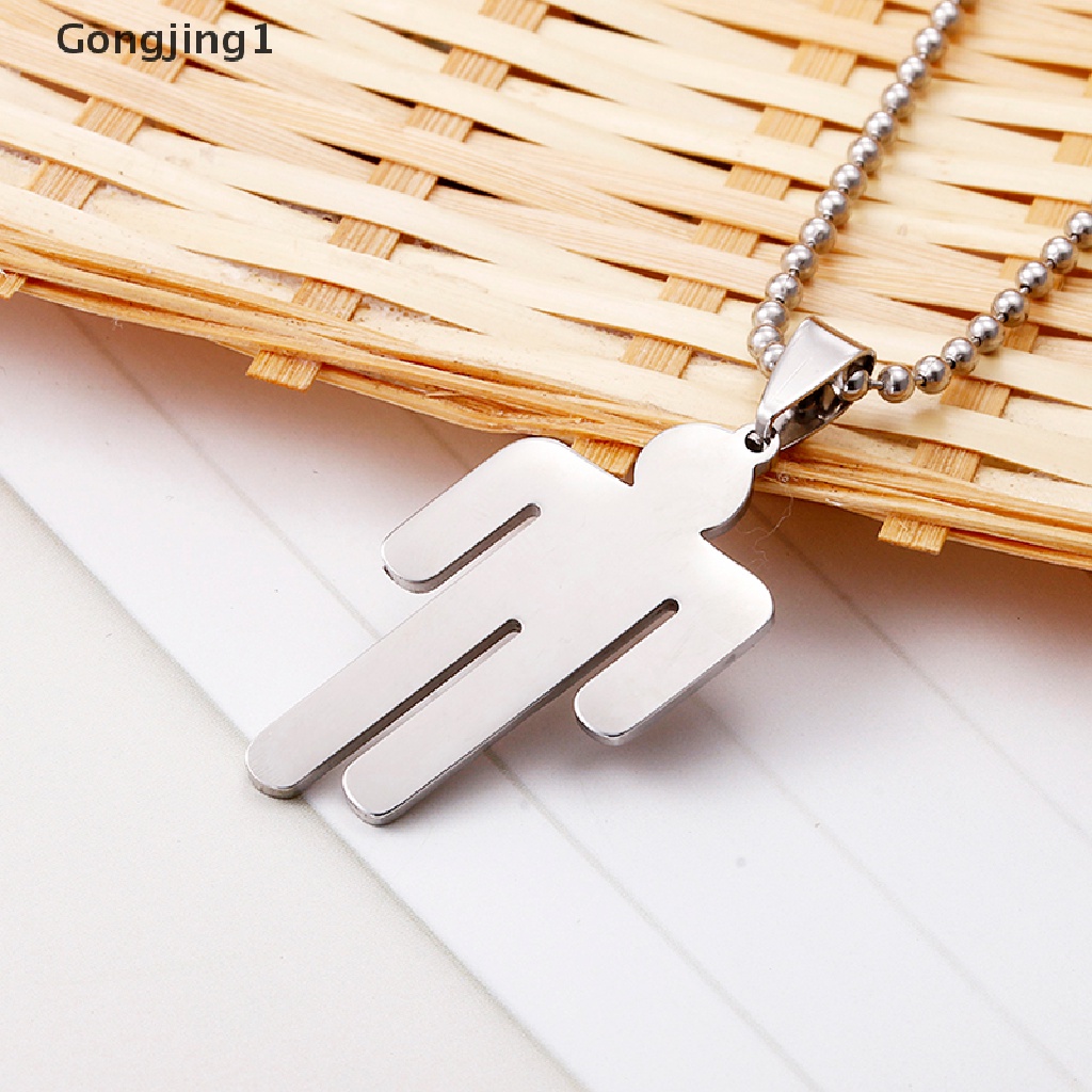 Gongjing1 Kalung Rantai Dengan Liontin Billie Eilish Bahan Stainless Steel Untuk Wanita