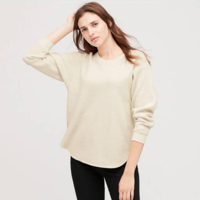 Uniqlo tshirt waffle oversized lengan panjang