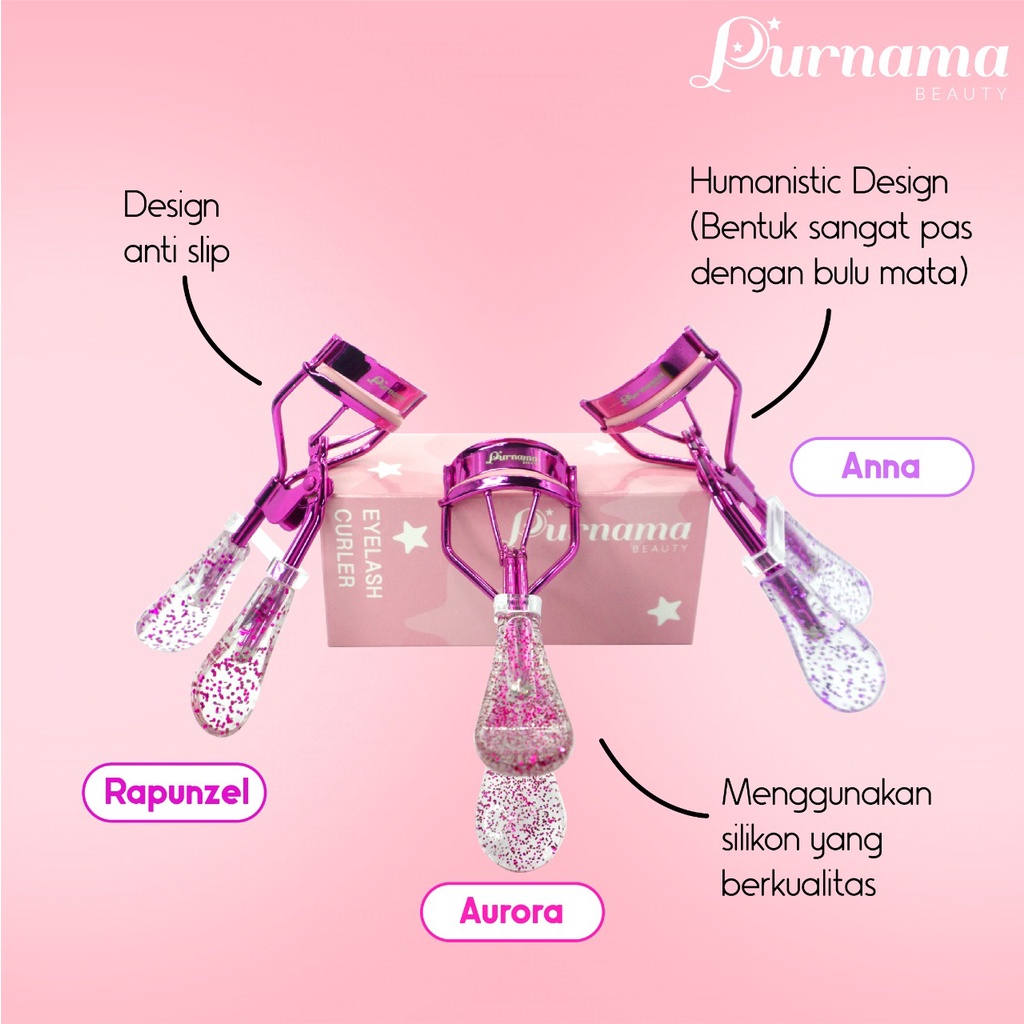 SALE 11.11 Purnama Beauty Glam Eyelash Curler - Jepitan Bulu Mata/ Penjepit Bulu Mata FREE Makeup Sponge