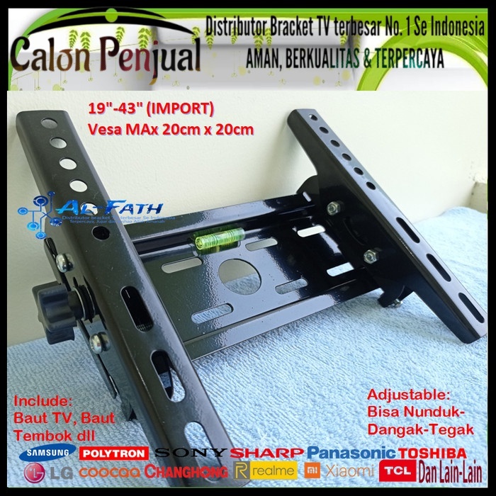 Bracket TV TOSHIBA 19 s/d 43 inch IMPORT QUALITY Garansi 100% cocok