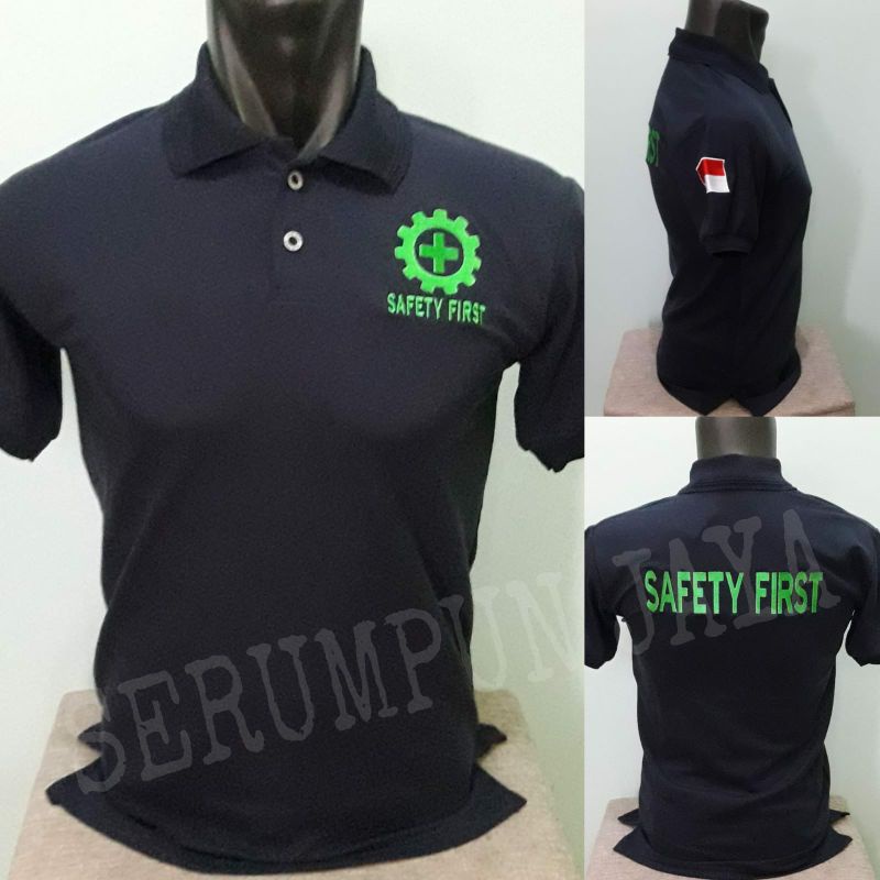 KAOS NAVY SAFETY FIRST  - KAOS  SAFETY FIRST NAVY FULL BORDIR - KAOS KERAH SAFETY FIRST