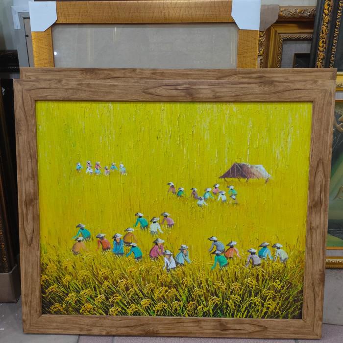 Bingkai & Lukisan Panen Padi Palet Bali Ukuran 56X66