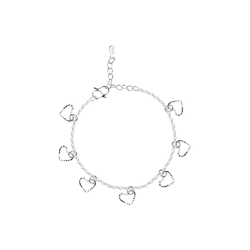 COD Gelang Titaniun Perak Berbentuk Hati Rantai Gelang Tangan Wanita Bunga Bintang Liontin Korea Fashion Gelang Wanita-Heart1