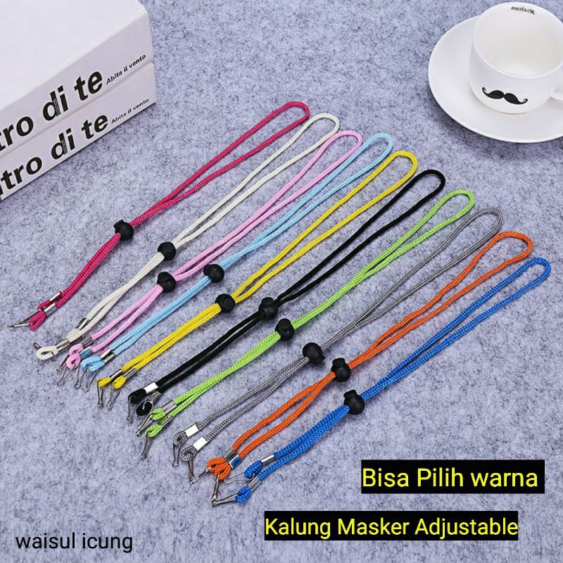 Kalung Strap Masker Adjustble Artis ayu ting hijab Konektor Stopper 2 in 1 warna