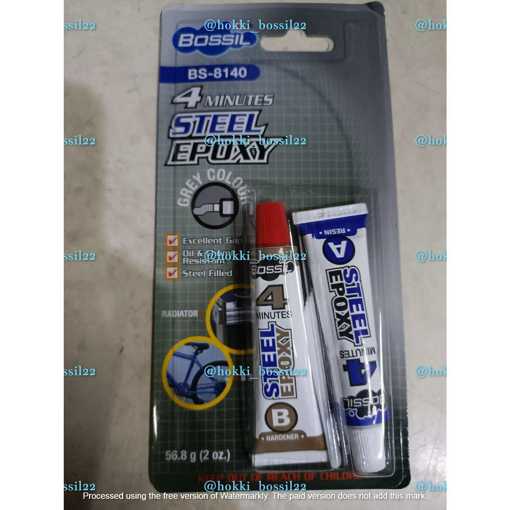 

Lem 4 Minutes Steel Epoxy Bossil (lem Besi 4 menit) warna Abu-Abu ukuran 56,8 gr BS-8140 (cocok untuk besi)