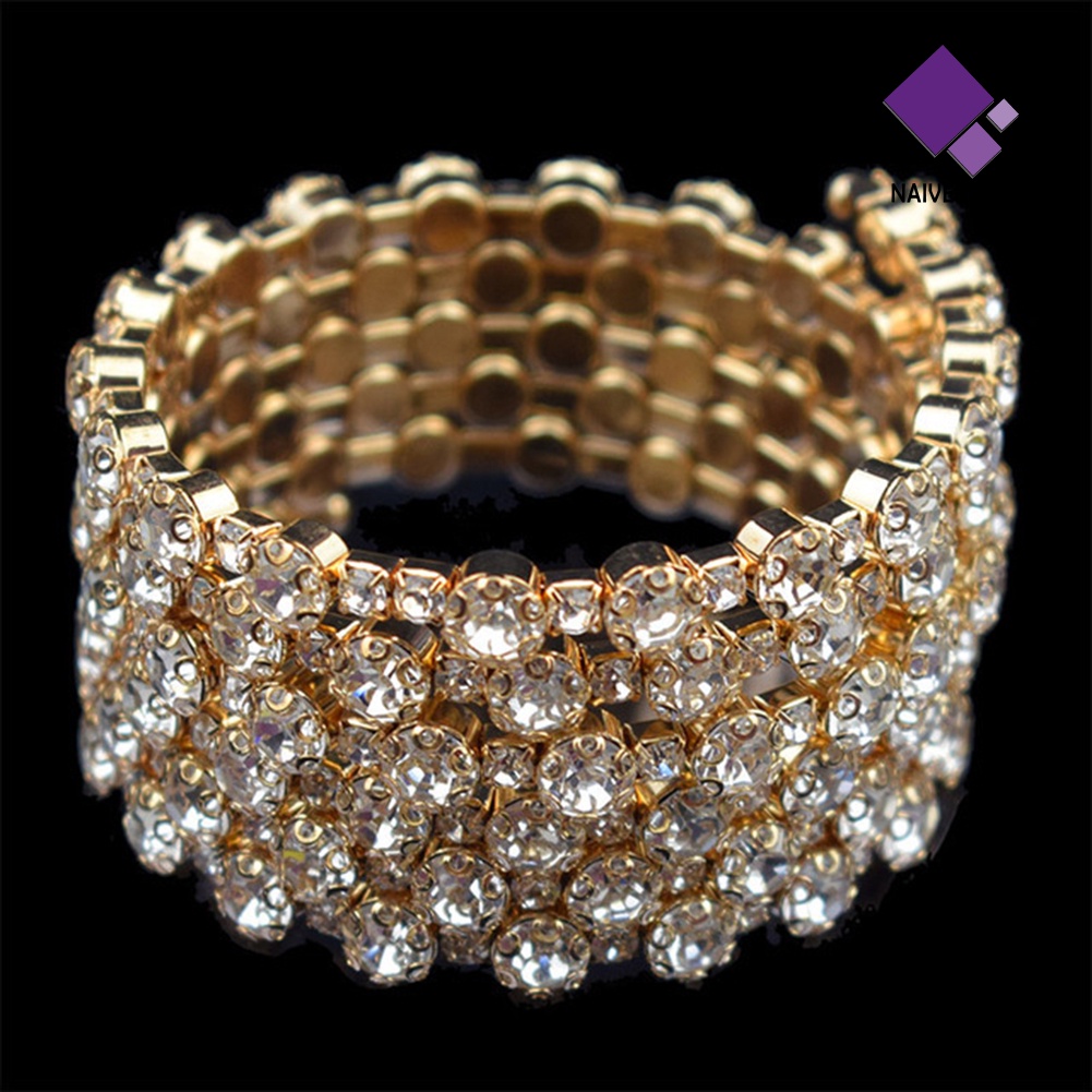 Gelang Bangle Cubic Zirconia Inlaid Baris Untuk Wanita