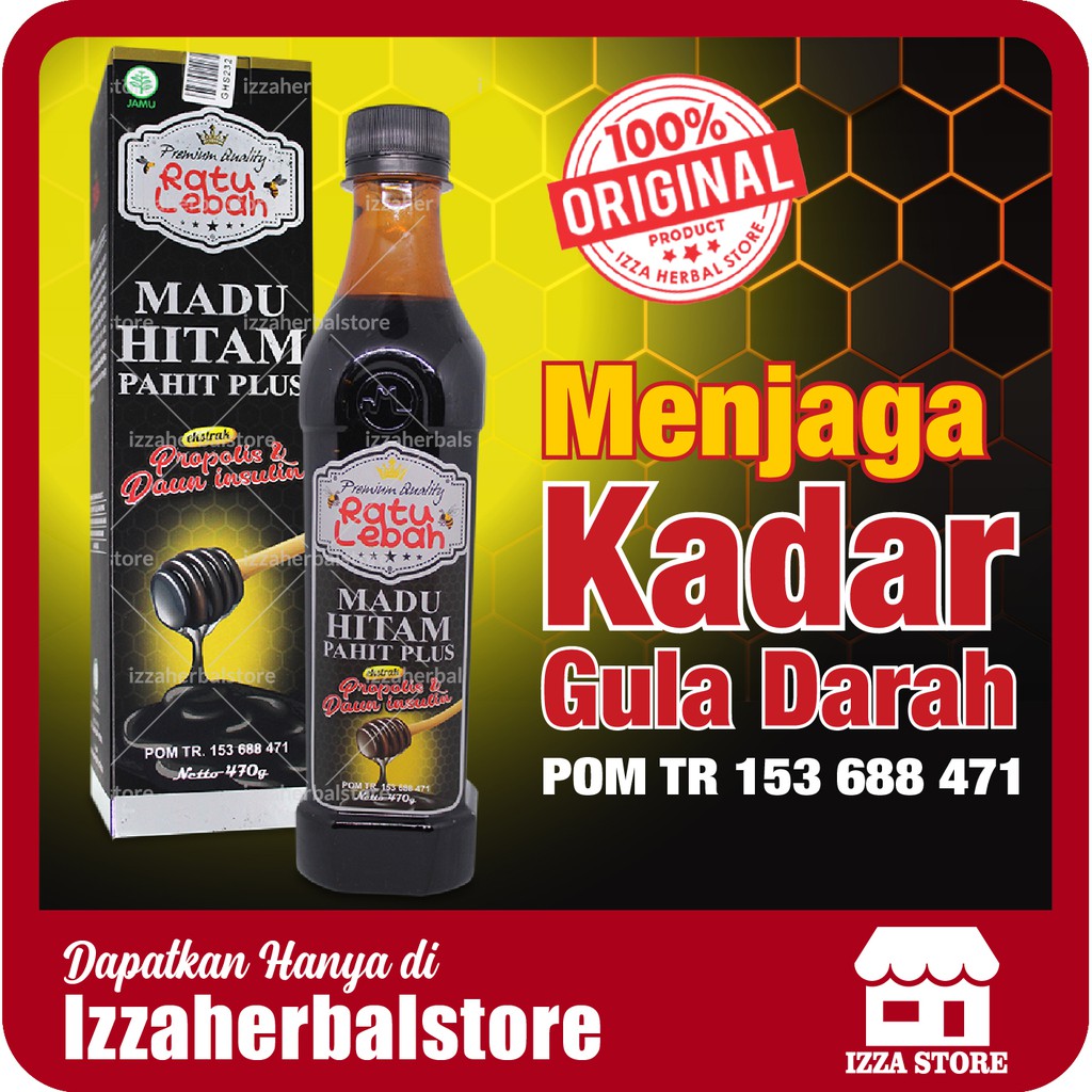 Madu Hitam Pahit Plus Propolis RATU LEBAH Menjaga Kadar Gula Darah OBAT DIABETES ORIGINAL ASLI BPOM