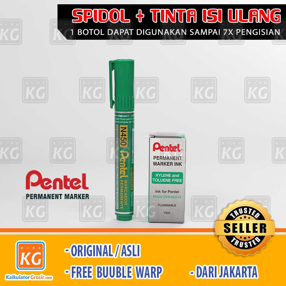 Spidol Permanen / Permanent Marker Pentel N450 Asli Jepang Refillable Spidol + Tinta Isi Ulang