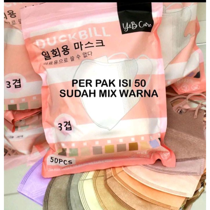 Masker Duckbill 3ply Anak anak Dewasa Warna Warni Earloop, Masker Premium isi 50Pcs Termurah