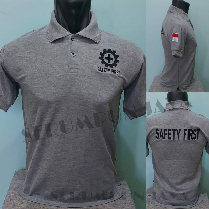 KAOS SAFETY FIRST ABU - KAOS KERAH SAFETY FIRST FULL BORDIR