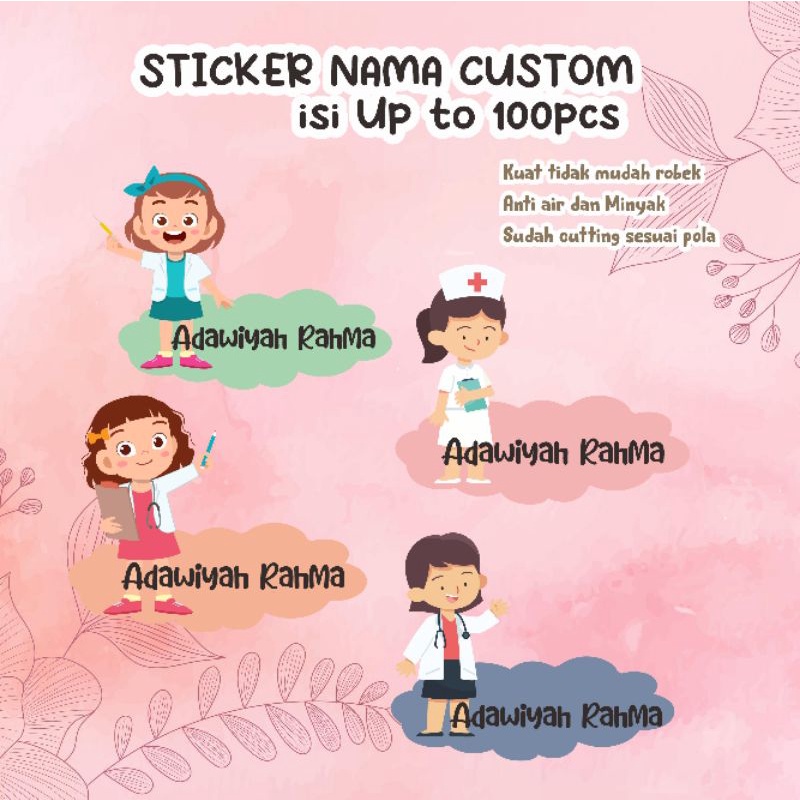 

STICKER NAMA ANAK CUSTOM ANTI AIR uk A3+ ISI 70-100pcs stiker nama custom sticker anak lucu sticker waterproof