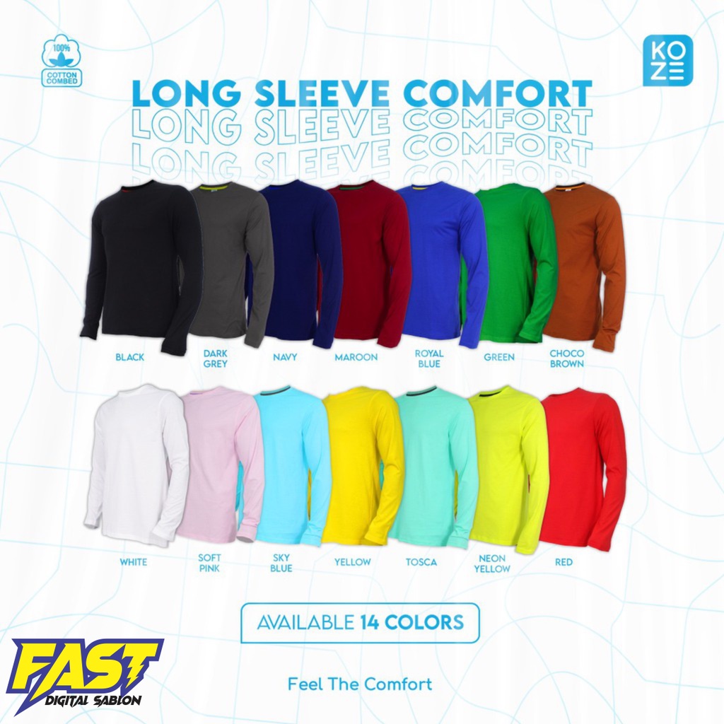 kaos polos koze longsleeve combed 30s XXL