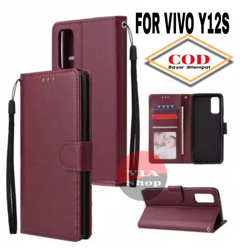 KESING FLIP DOMPET UNTUK HP VIVO Y12S/SARUNG BUKU VIVO Y12S