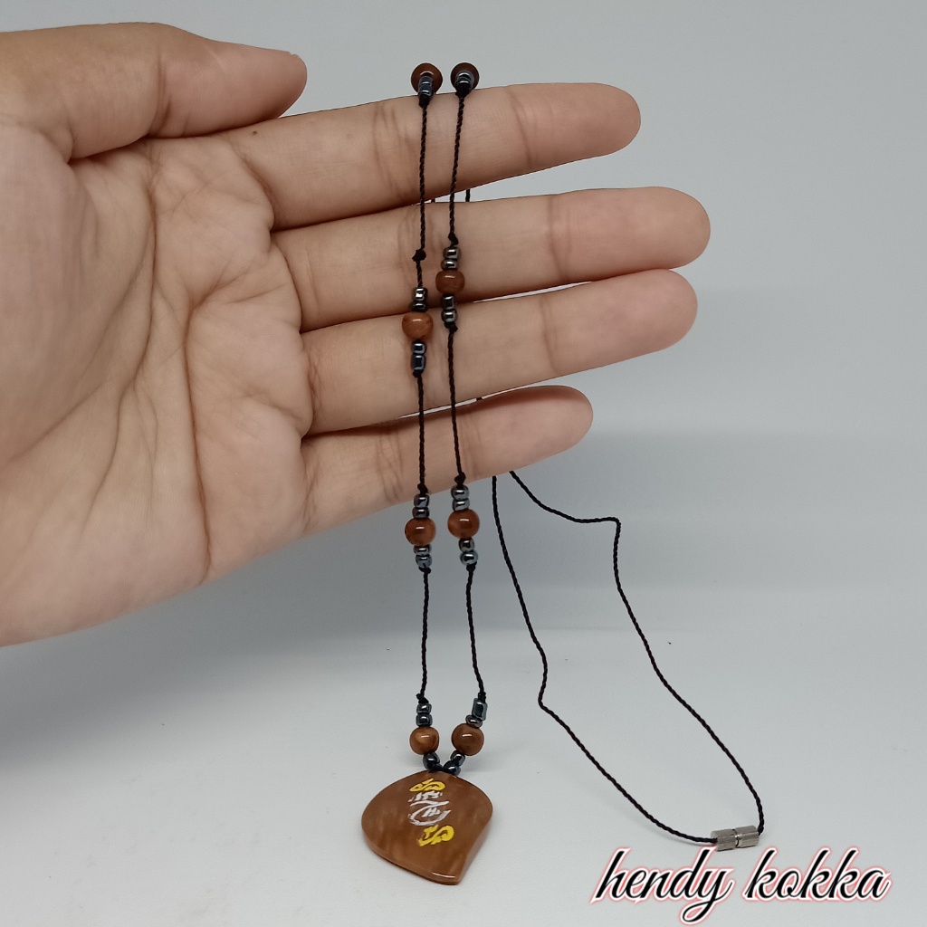 10pcs kalung manik kokka kaukah kaokah daun ukir coklat