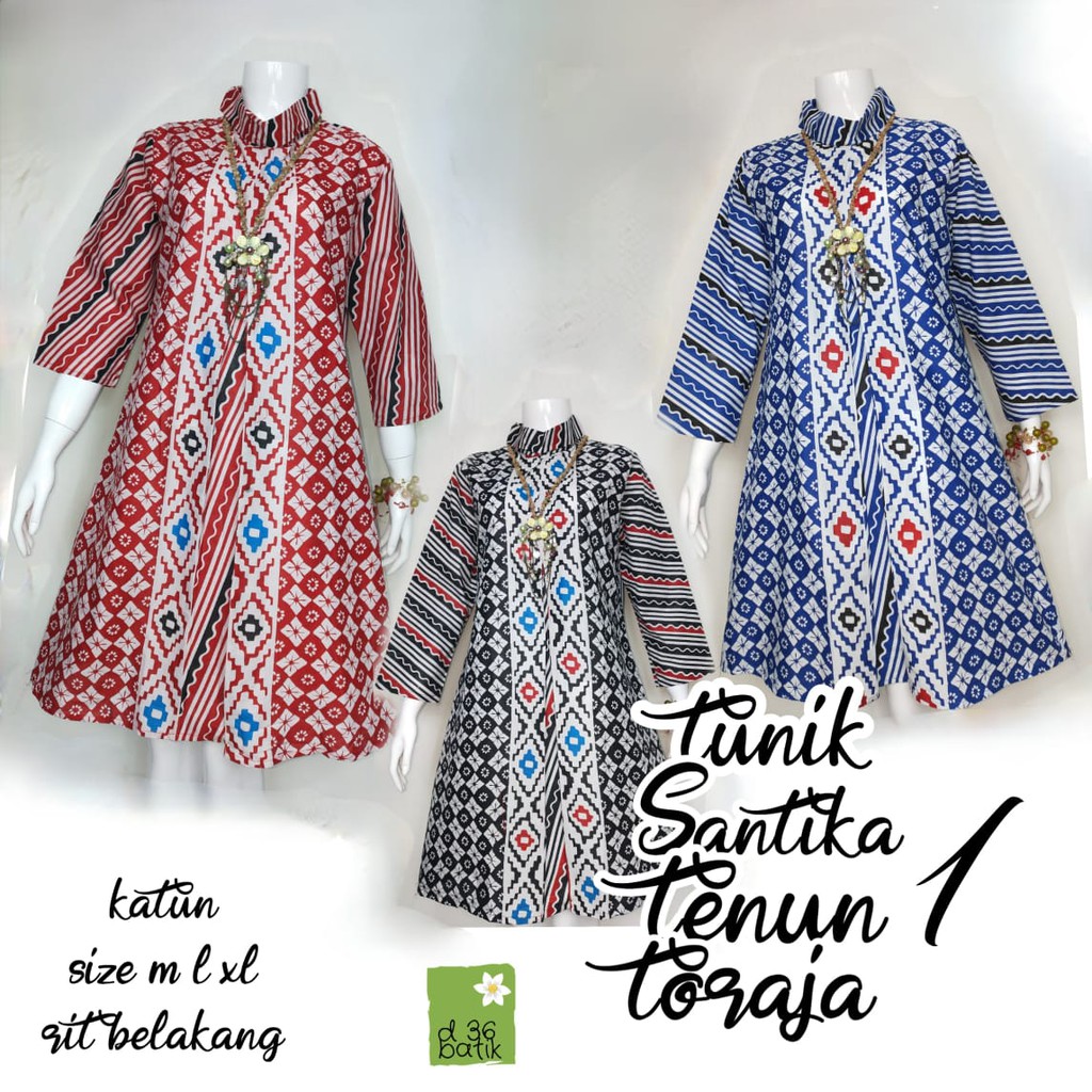 Tunik Santika Tenun Toraja Batik Songket Batik Etnik Midi Casual Seragam Muslim Pesta Kerja Kantor