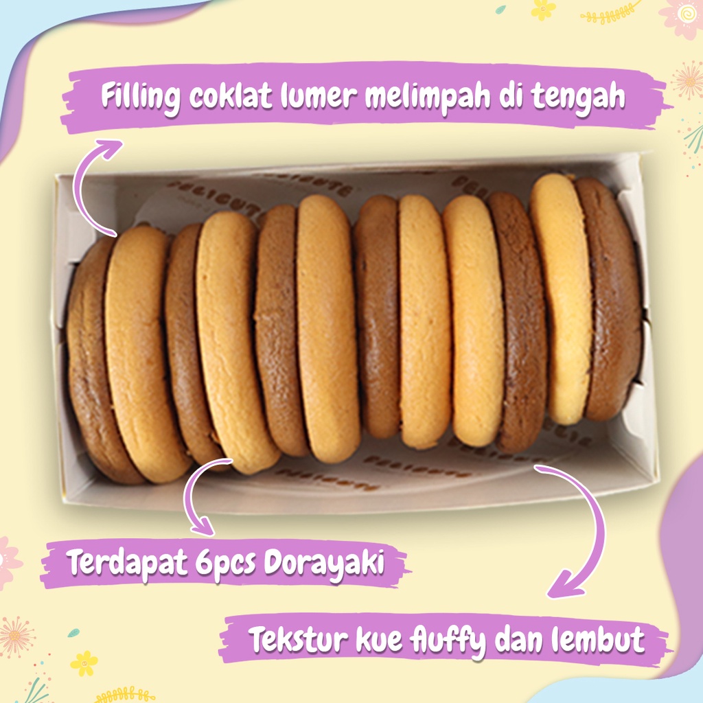 Choco Dorayaki Delicute - 6 set/12 pcs double cake dengan filling Chocolate