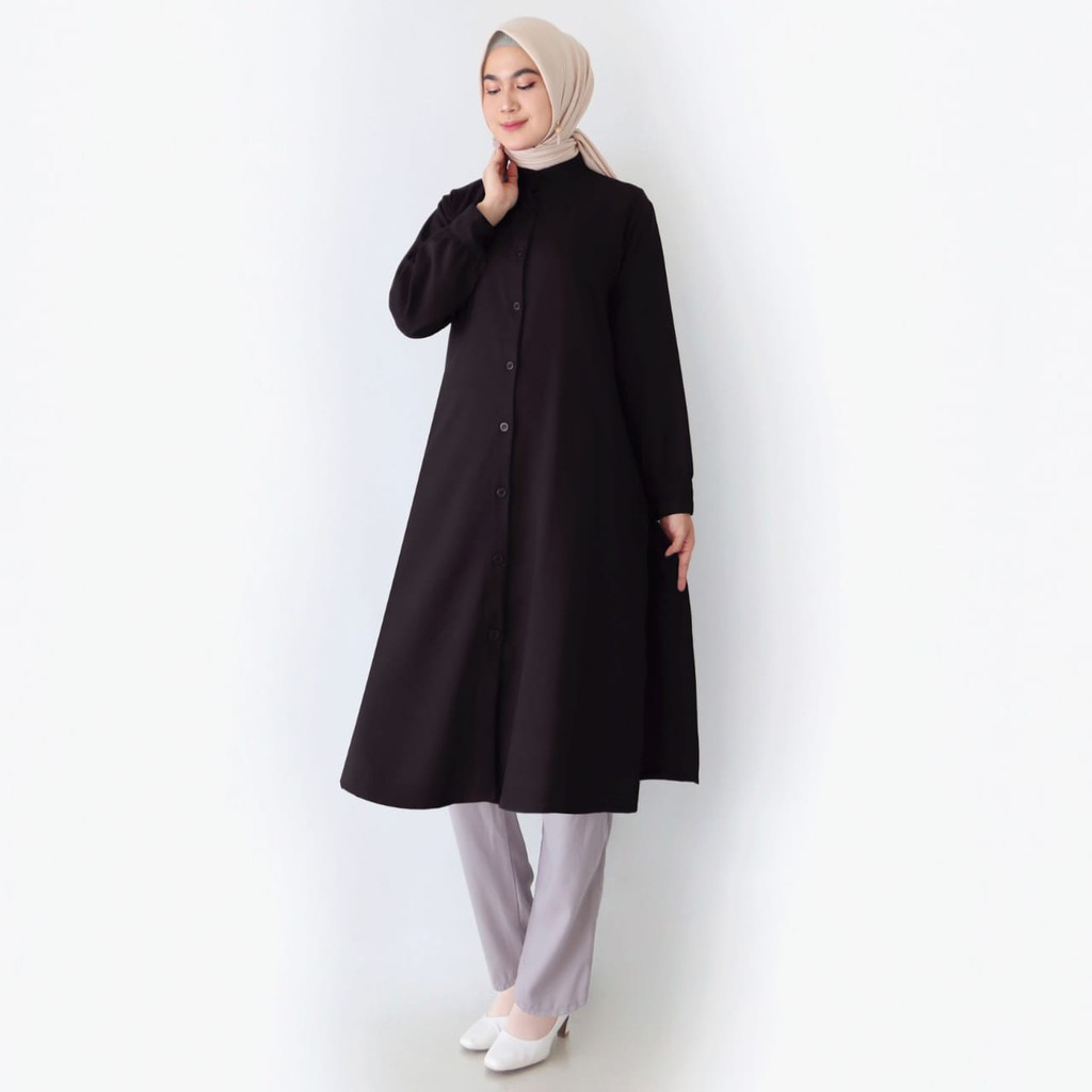 Long Tunik Wanita Kancing depan Tersedia Dalam 3 ukuran M L &amp; XL