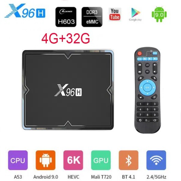 X96H - Android 9 Smart TV Box 6K Display - RAM 4GB ROM 32GB