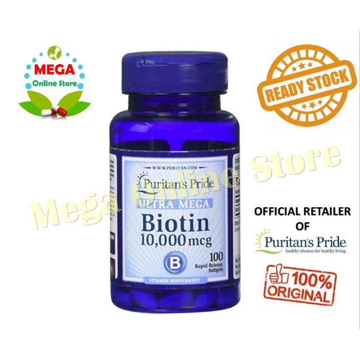 Puritan Pride Biotin 10000 mcg - 100 Softgels