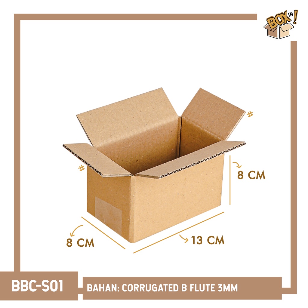 

13 x 8 x 8 cm (BBC-S01) | B FLUTE | KARDUS | CORRUGATED BOX | PACKING | PACKAGING